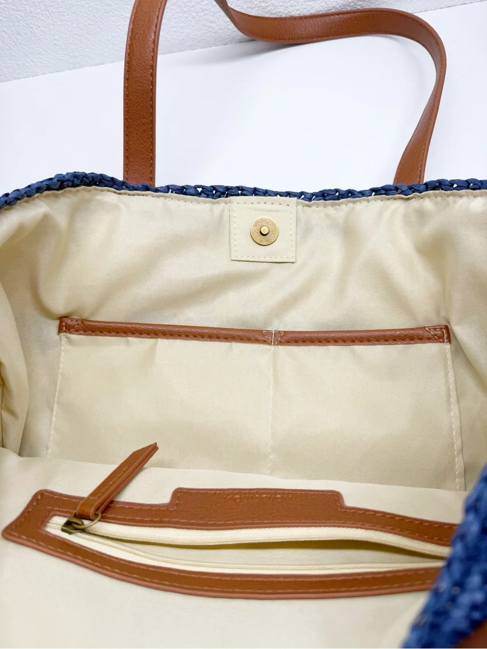 Nordstrom Nautical Striped Straw Tote Bag